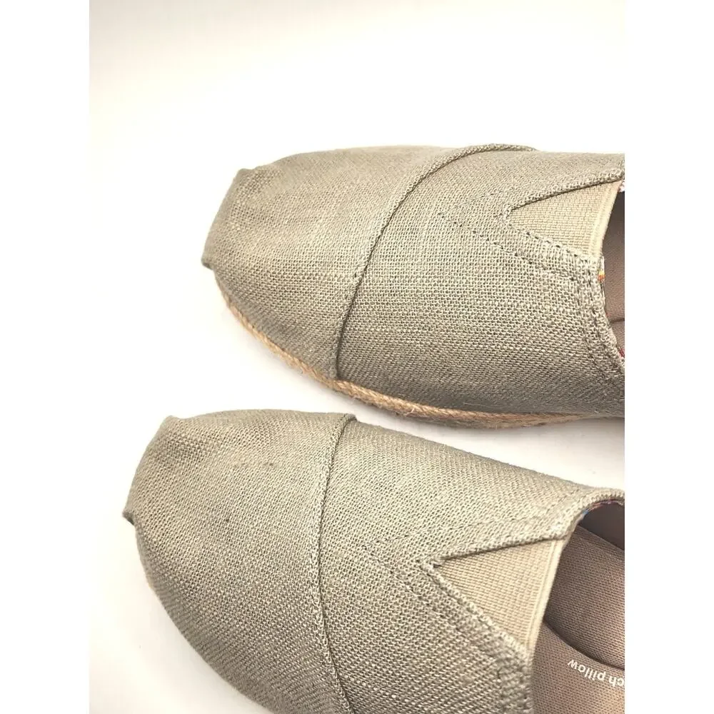 Women's 9.5 BOBS from Skechers Memory Foam Taupe Espadrille Wedge Shoes